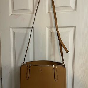 Tory Burch Tan Leather Shoulder Bag with Adjustable Strap